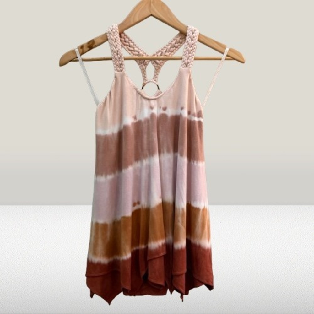 NEW Sky Drew Tie Dye Braided Macrame Strap Tank Top Small